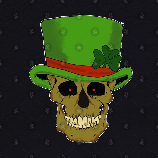 Grinning Leprechaun Skull with Top Hat by Turnersartandcrafts